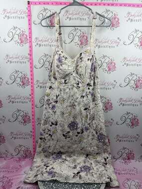 Denver Hayes dress long Cream Maxi Dress with Lavender Floral Print